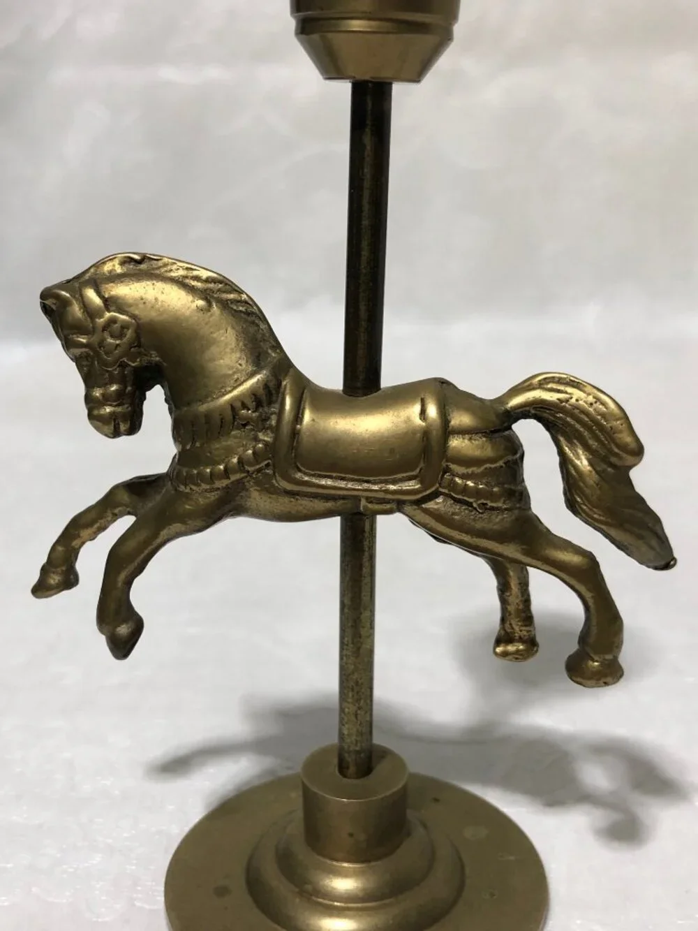Vintage brass carousel horse candlestick holders set of 3